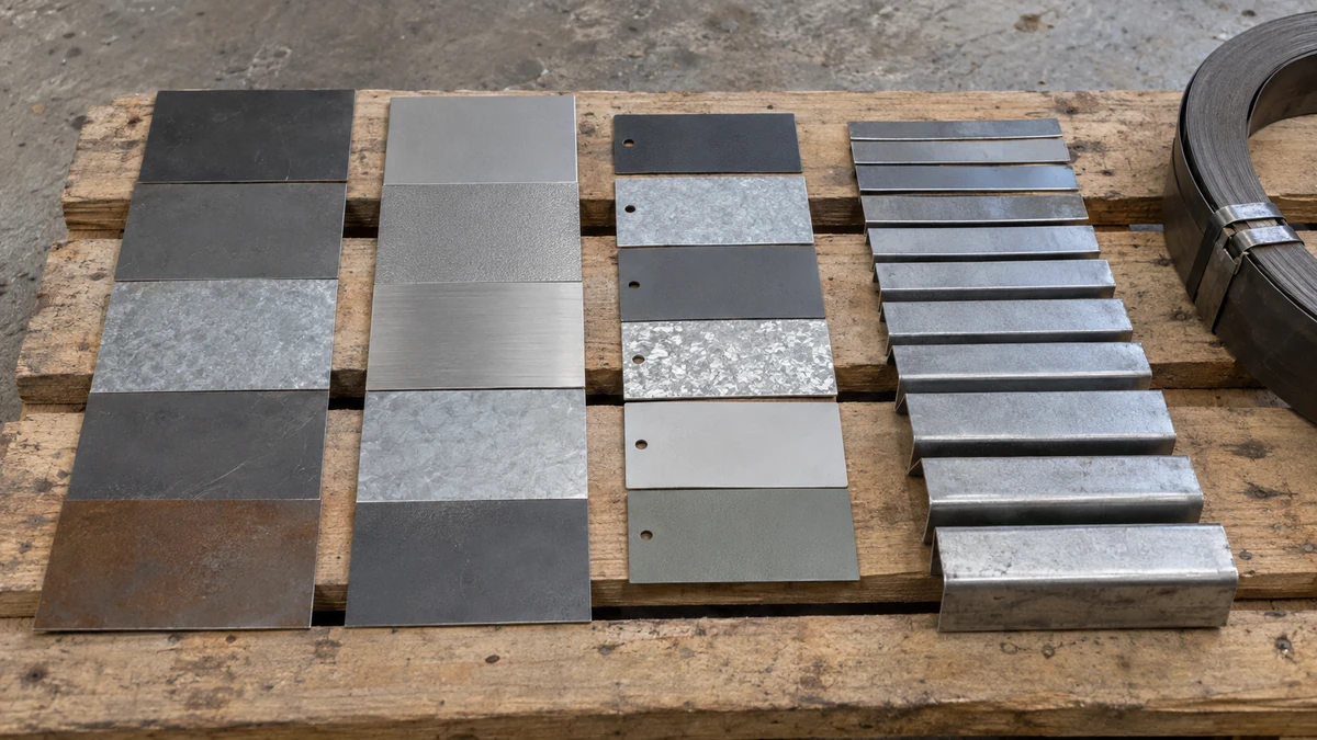 The reference tables this hub links to, side by side and flat: grades, finishes, coating codes and gauge.