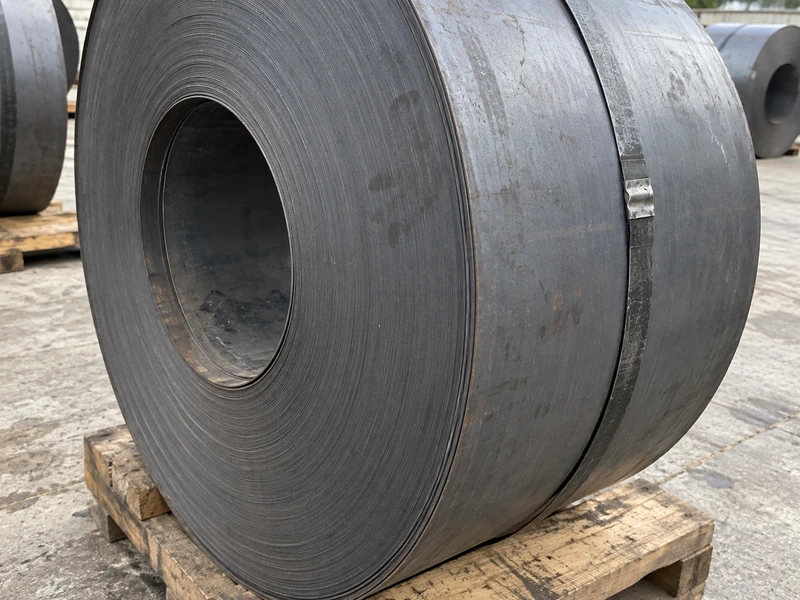 Close-up of an uncoated hot rolled coil face, no zinc and no paint on it.