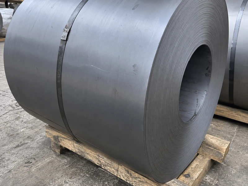 Close-up of a DC01 coil face, the cold rolled surface even across the width.