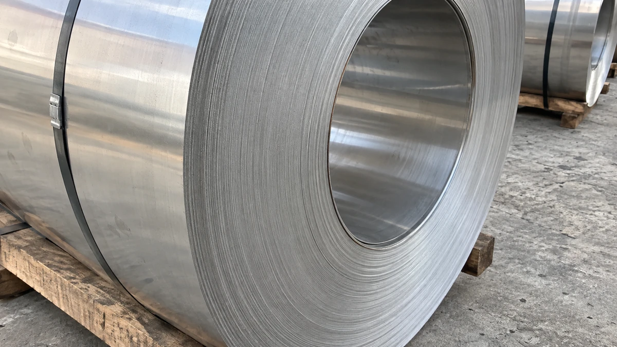 A 304 stainless steel coil face, the bright surface catching soft daylight.