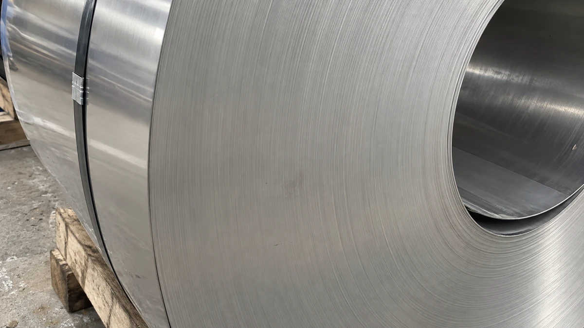 A 316L stainless steel coil face, cold rolled, the surface bright and even.
